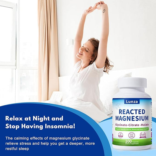 Magnesium & Potassium (100 Capsules) - 300mg Chelated Magnesium Glycinate, Malate, Citrate - Supports Better Sleep, Stress Reduction, and Muscle Relief