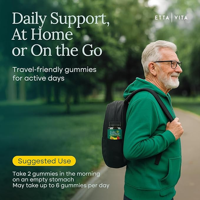 (120 Chews) Fruits and Veggies Supplement - Super Greens Gummies (9 Superfruits & 30 Veggies) Mushrooms, Fruit and Vegetable Vitamins, Non-GMO, Pectin-Based, Gluten-Free, No Capsules